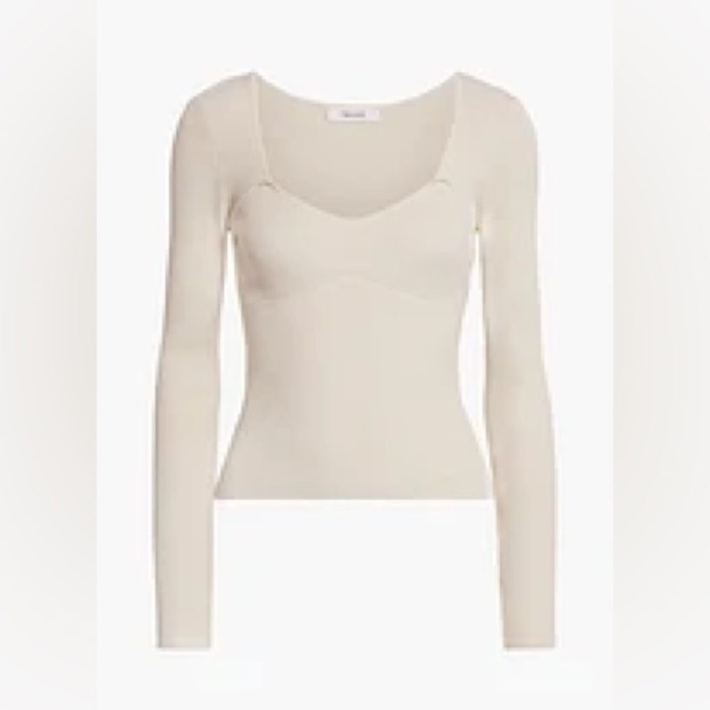 Frame Ribbed Zip Long Sleeve Top (Small) - Picture 4 of 5